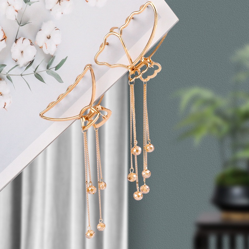 Jepit Rambut Korea Bahan Logam dengan Bandul Permata Jedai Besi Kupu Kupu Jepitan Butterfly Diamond Metal Alloy