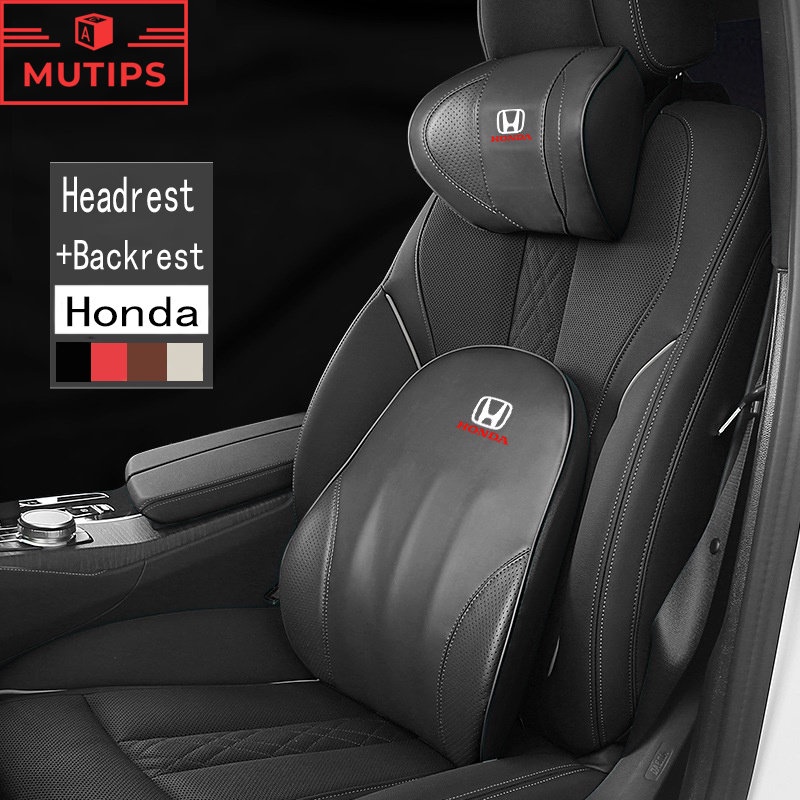 Bantal Sandaran Kepala Kulit Jok Mobil Honda Back Support Memory Cotton Foam Lumbar Head Neck Cushion Untuk CRV HRV BRV Accord Mobilio WRV Brio City Civic Odyssey Freed Jazz