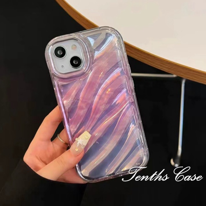 Kompatibel Untuk IPhone14 13 12 11 Pro Max8 7 6 6s Plus X Xr Xs Max SE 2020 Lasre Tebal Penutup Tepi Terang Hijau Dan Ungu Casing Ponsel