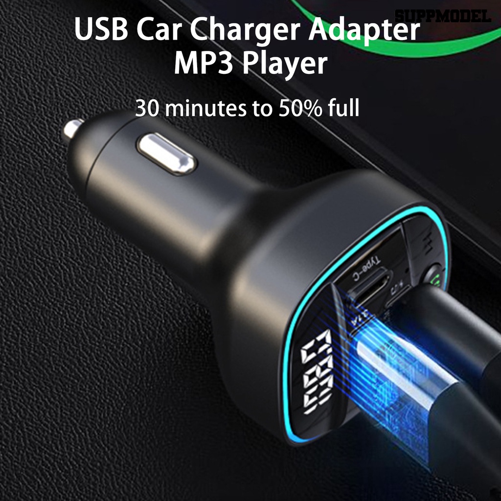[SM] Adaptor Charger Mobil Bluetooth-Kompatibel 5.0 Digital Display QC3.0 Pengisian Cepat Universal Auto USB Power Adapter MP3 Player Perlengkapan Kendaraan