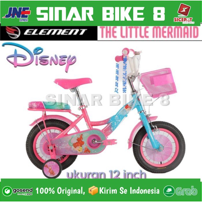 Sepeda Anak Perempuan Ukuran 12 16 18 Inch ELEMENT DISNEY THE LITTLE MERMAID