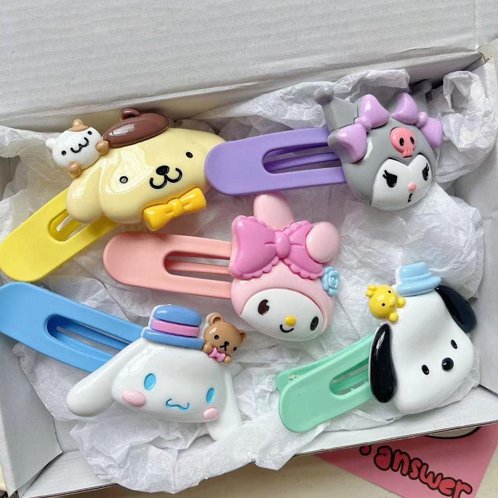 Needway Jepit Rambut Kreatif Retro Simple Kuromi Kartun Plastik Pochacco Purin Bentuk Geometri Duckbill Clip Untuk Wanita