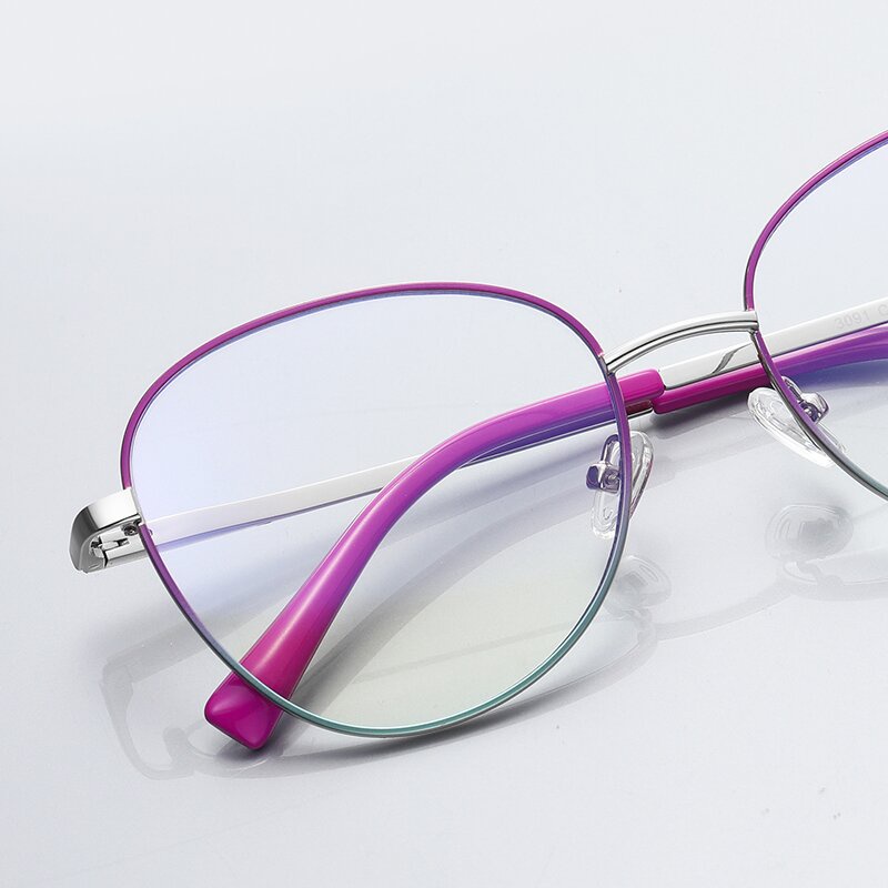 (YUZHU) Kacamata Metal Dua Warna Original Colorful Anti Blue Light Optical Eyeglasses Untuk Wanita