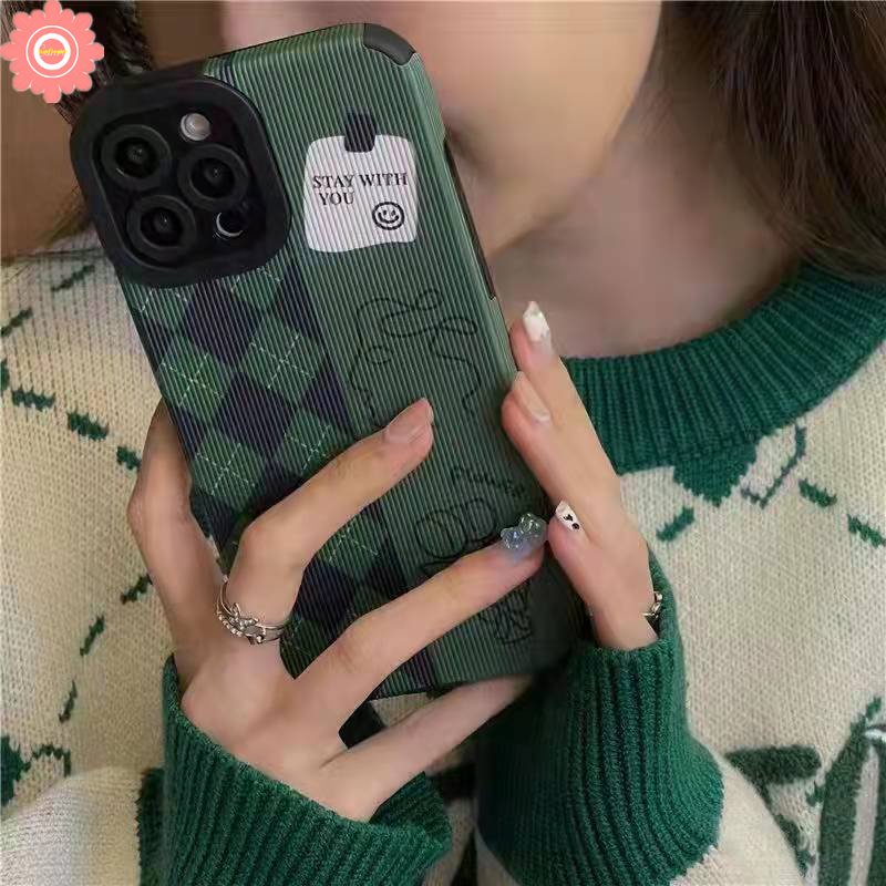 Case Ilustrasi Wajah Artistik Creative Cloud Houndstooth Compatible Untuk IPhone XR X XS Max7 8 Plus 11 Pro Max 7Plus 11 12 14 13 Pro Max Sarung Tekstur Kulit Mewah