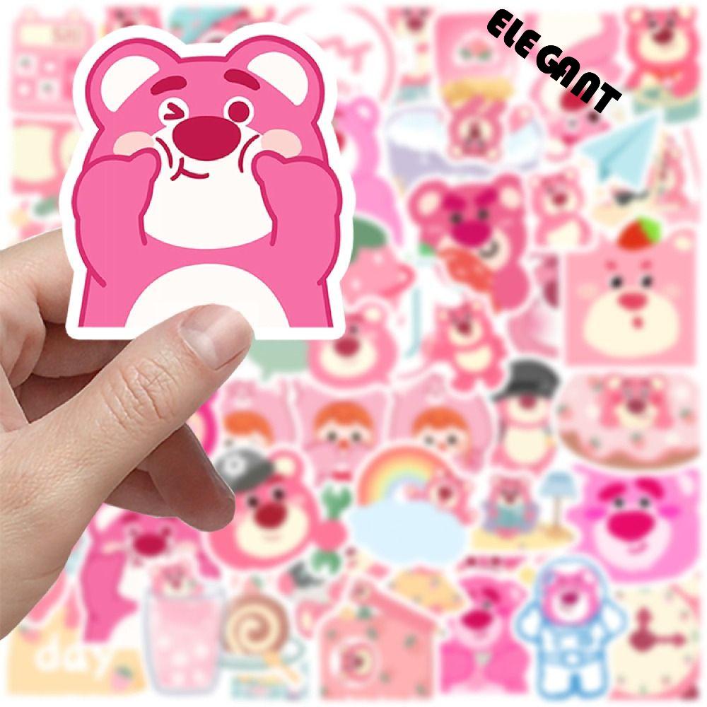 [Elegan] Strawberry Bear Sticker Lucu 50pcs Strawberry Bear Anime Stiker Sticker Pack Mainan Kulit Laptop