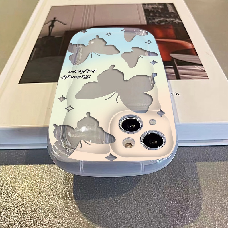 IPHONE Butterfly Casing Ponsel Transparan Kompatibel Untuk Iphone14 13 12 11 Pro Max7 +8 Plus XS X XR Casing Silikon Shockproof Cover Cell Precticer