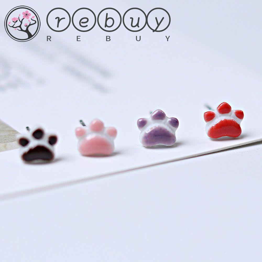 Rebuy Stud Earrings Manis Multicolor Kecil Lucu Cakar Kucing Indah Aksesoris Fashion