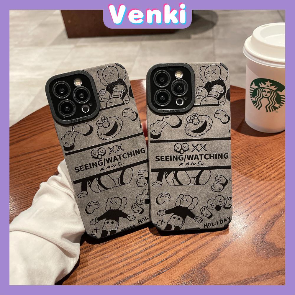 VENKI - Untuk iPhone 11 Case Leather Pupil Suede Case Soft Shockproof Phone Case Perlindungan Kamera Kartun Klasik Kompatibel dengan iPhone 14 13 Pro max 12 Pro max xr xs 7Plus 8Plus