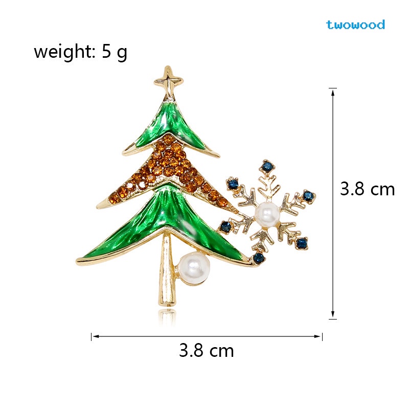 Twowood Eropa Dan Amerika Pohon Natal Bros Berlian Imitasi Mutiara Pohon Natal snowflake Korsase all-match Perhiasan Natal Grosir Bros