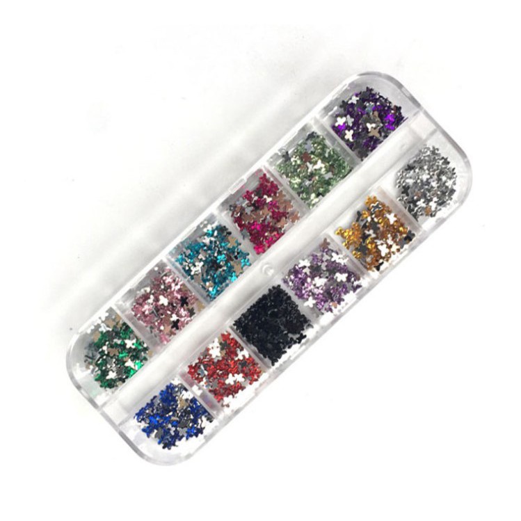 manik Bling 2mm /3mm / 4mm  Mixed Color Nail Art Tips Acrylic Manicure Nail Stickers + Case