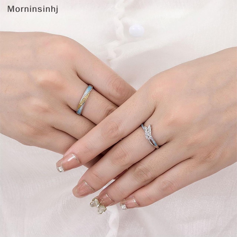 Mornin Kreatif Bentuk Gandum Pembukaan Dapat Disesuaikan Cincin Pasangan Mode Cahaya Jari Cincin Perhiasan Untuk Pecinta Hadiah Hari Valene id