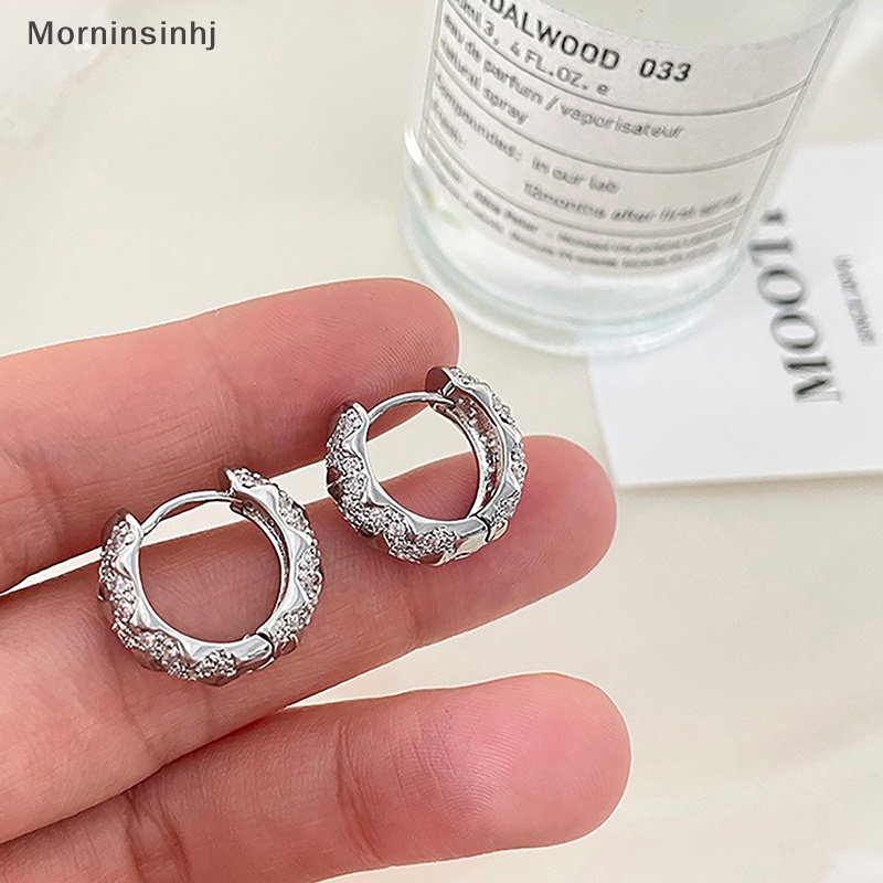 Mornin 1pasang Anting Hoop Tidak Teratur Anting Zirkon Berkilau Perhiasan Sederhana Ringan Untuk Wanita Fashion Earring id