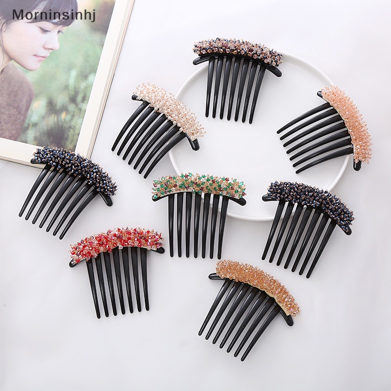 Mornin Elegan Aksesoris Rambut Wanita Sisir Rambut Warna Manik-Manik Kristal Rambut Klip Jepit Lady Bride Pesta Pernikahan Hiasan Kepala Headwear id