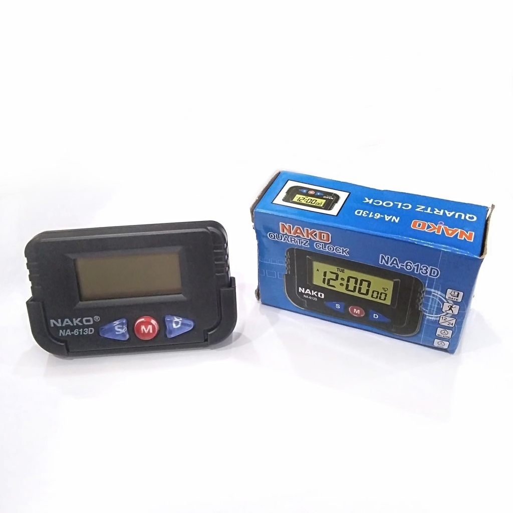 Jam Mobil Elektronik Digital LCD Mini Tempel Stopwatch Kalender Alarm