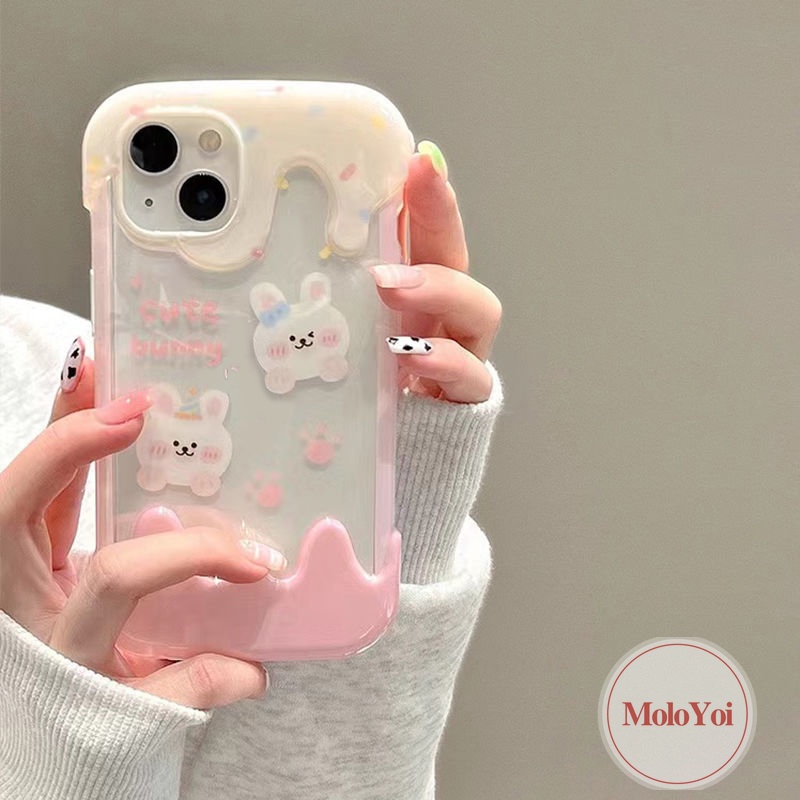 IPHONE Permen 3D Ice Cream Case Kompatibel Untuk Iphone11 7Plus XR 14 13 12 Pro Max X 7 8 Plus XS Max Indah Kartun Beruang Lucu Kelinci Lembut Tpu Cover