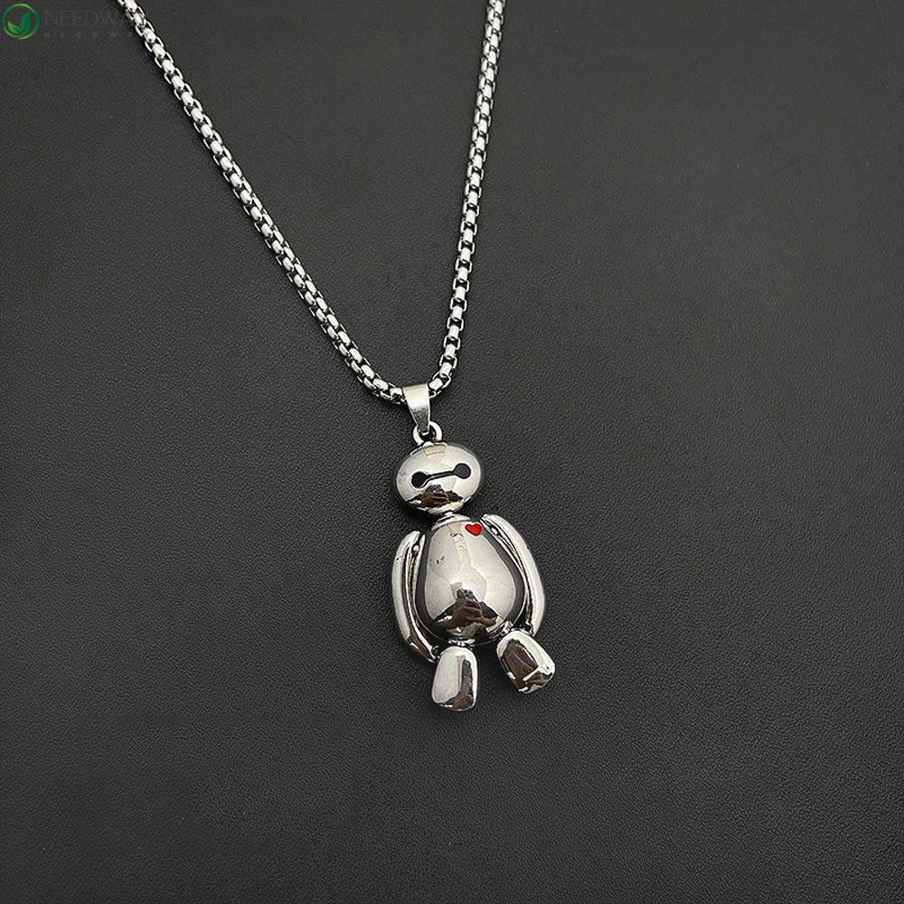 NEEDWAY Liontin Kalung Korea Hip Hop Hadiah Baymax Cinta Anggota Tubuh Bergerak Sweater Rantai Kalung