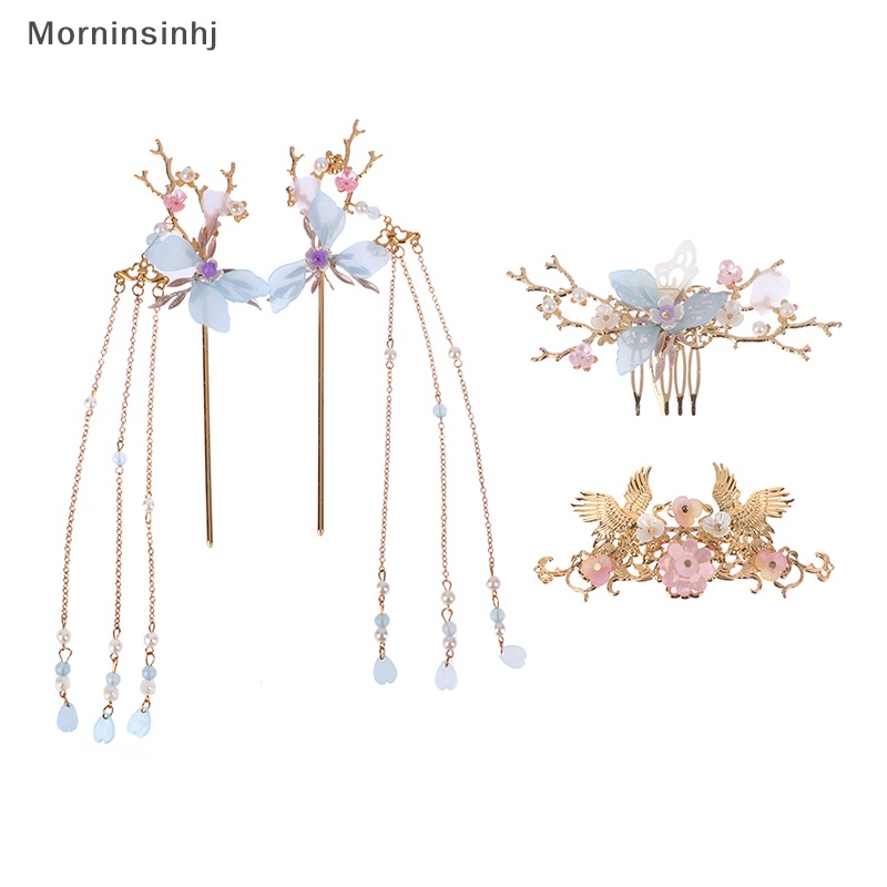 Mornin Aksesoris Rambut Wanita Cina Kristal Mutiara Hair Pin Handmade Hair Jewelry Set id