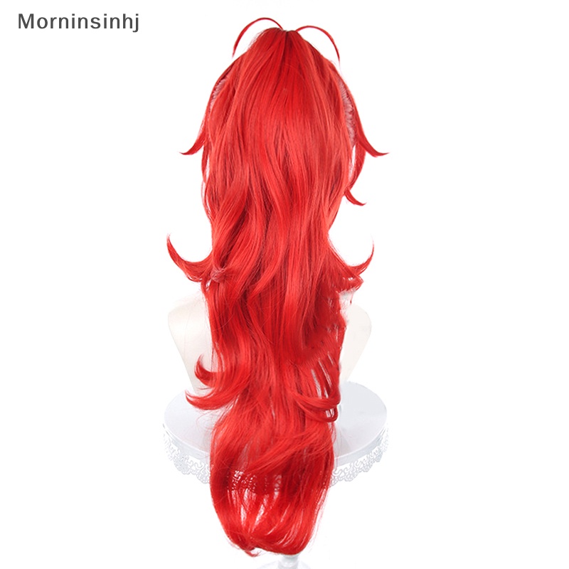 Mornin Genshin Impact Diluc Cosplay Wig Ponytail Tinggi Merah Wig Cosplay Anime id