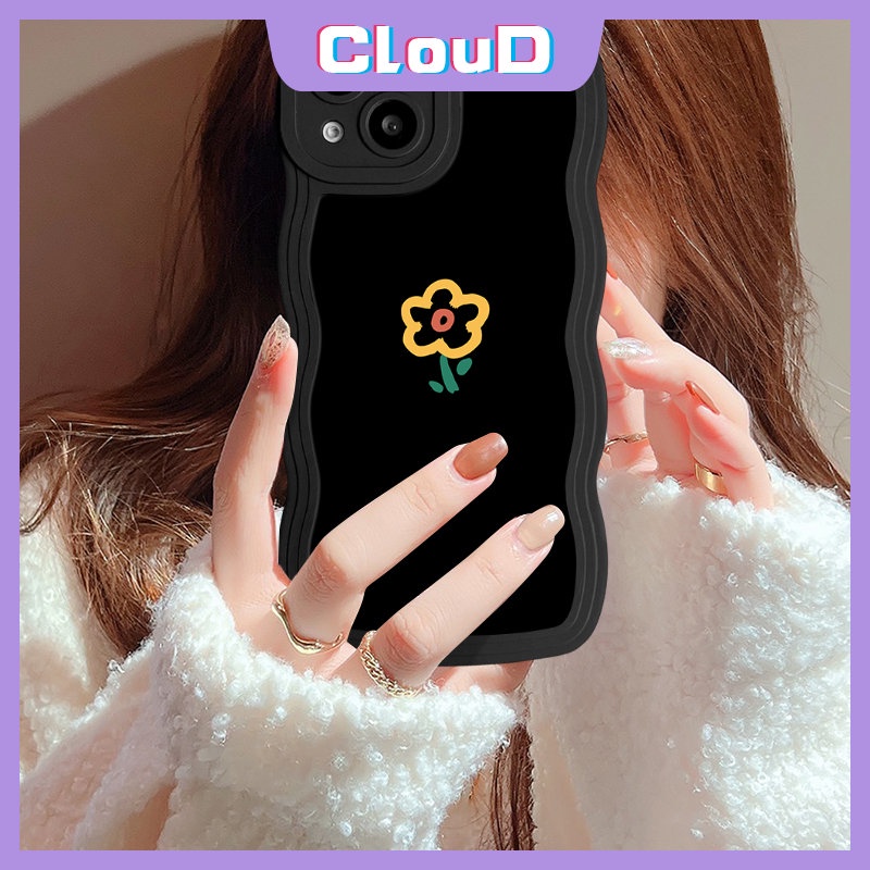 IPHONE Cover Kompatibel Untuk Iphone13 11 14 12 Pro Max XR X7 6s 8 6 14 Plus XS Max SE 2020 7Plus Fashion Lembut Tpu Art Simple Bunga Tulip Vintage Flower Lembut Bergelombang Tepi Belakang Ponsel Cover