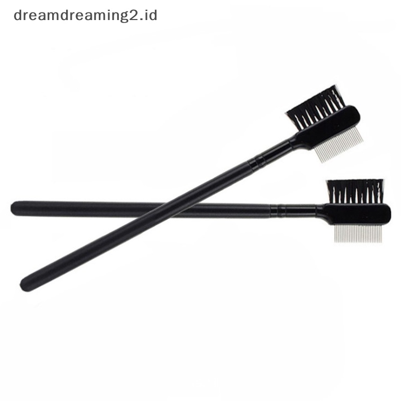 (drea) Sisir Alis Sikat Bulu Mata Gigi Baja Dual-Comb Extension Brush Metal Comb //