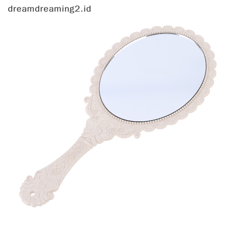 (drea) Kaca Rias Genggam Ukir Vintage Cermin Rias Cermin Tangan Gagang Kosmetik //