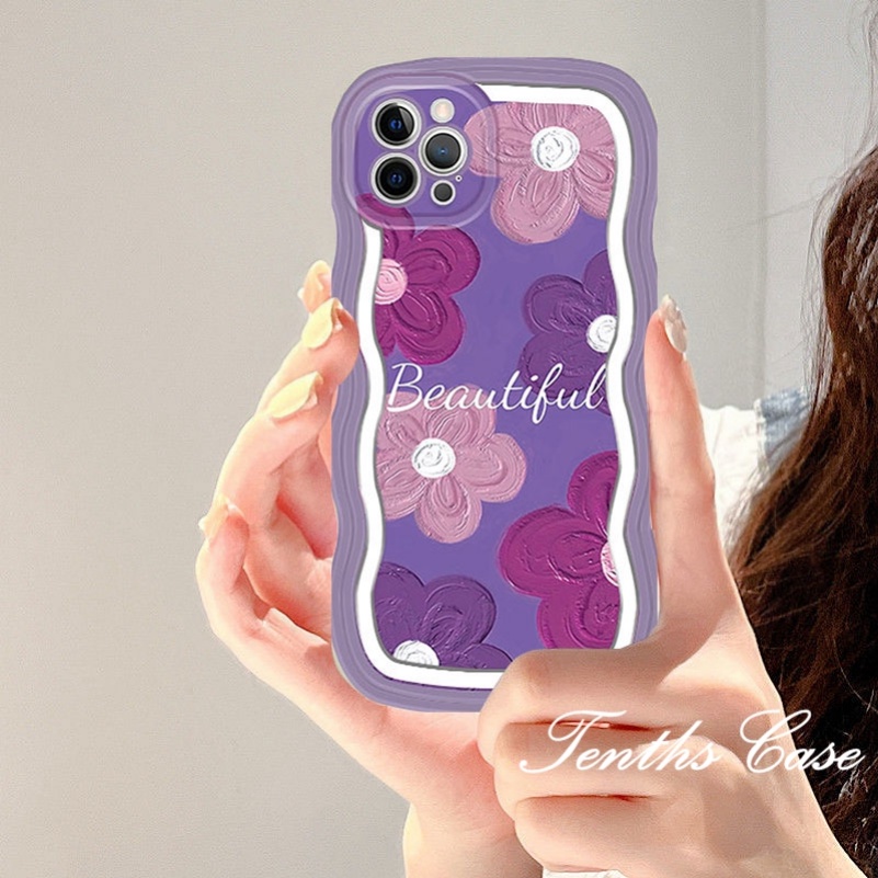 Untuk Samsung S23 S22 S21 S20 Plus S23 S22 S21 S20 Ultra S20 FE S21 FE Note 20Plus Note 20Ultra Wave Edge Purple Tulips Phone Case