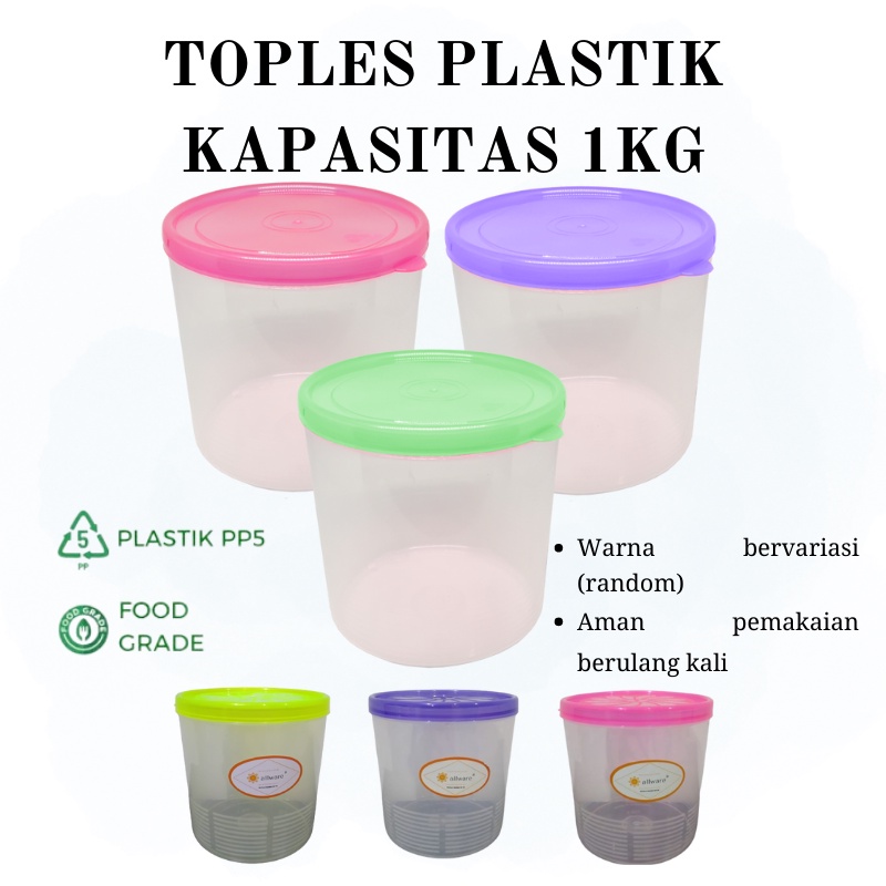 GOS -B313- Toples Plastik 1kg - Toples Kue Kering - Toples Penyimpanan Makanan - Toples Plastik