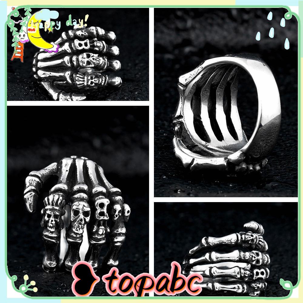 TOP Cincin Tengkorak Pria Tangan Tulang Biker Rings