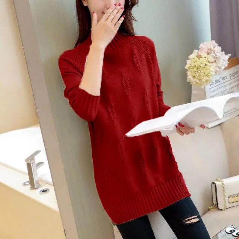 IMPORT LORIE WOMAN AUTUMN SPRING WINTER KNIT MINI DRESS BAJU TERUSAN HANGAT WANITA MUSIM DINGIN