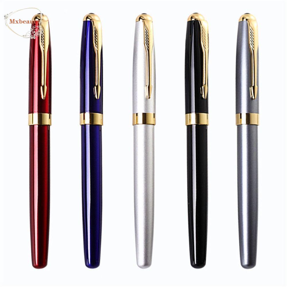 MXBEAUTY Fountain Pen Perlengkapan Sekolah Kantor Bisnis Siswa Bahan Metal Untuk Hadiah Pena Inking