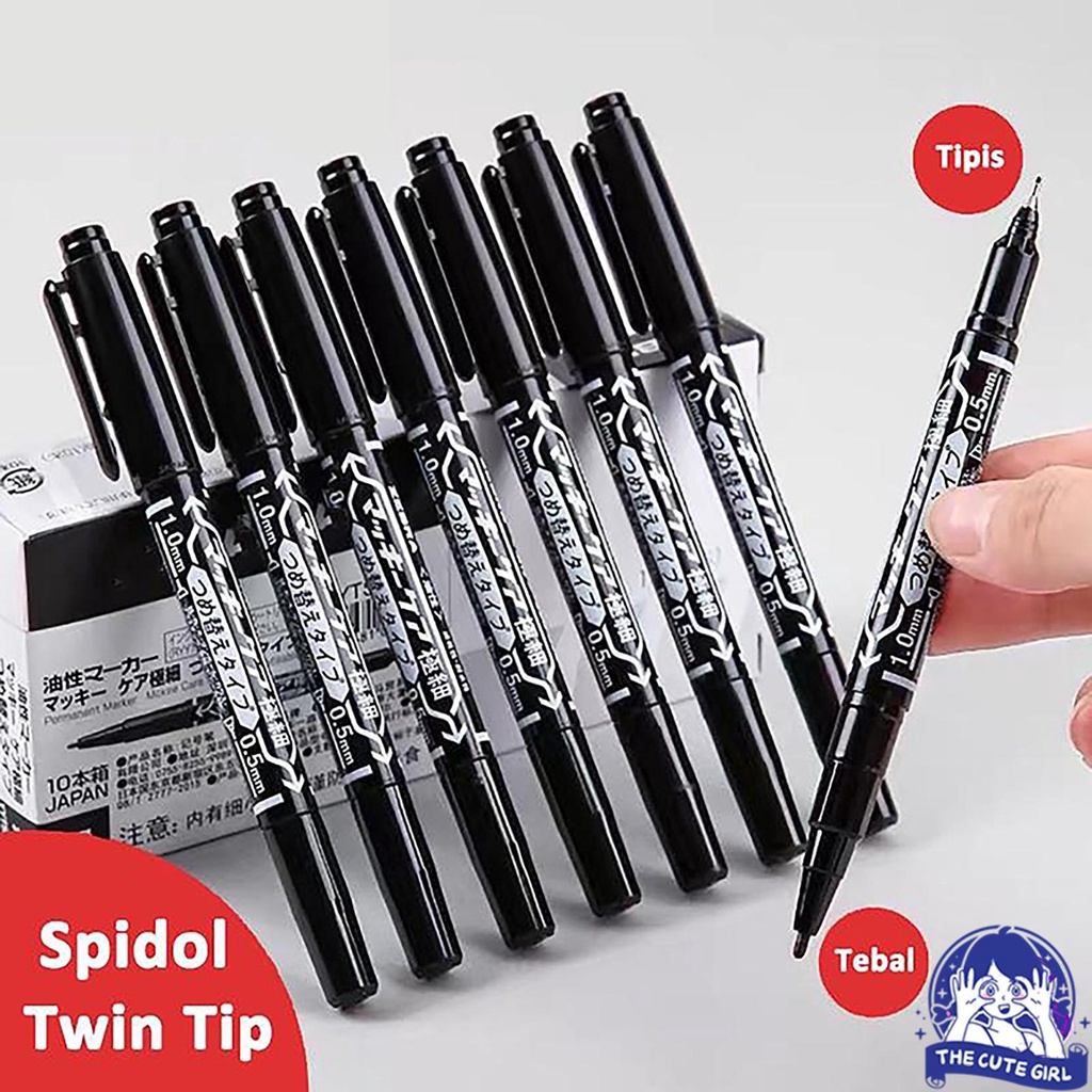 

0.5mm/1.0mm Black lnk Double Head Marker Student Oily lnk Hook - Stazionario