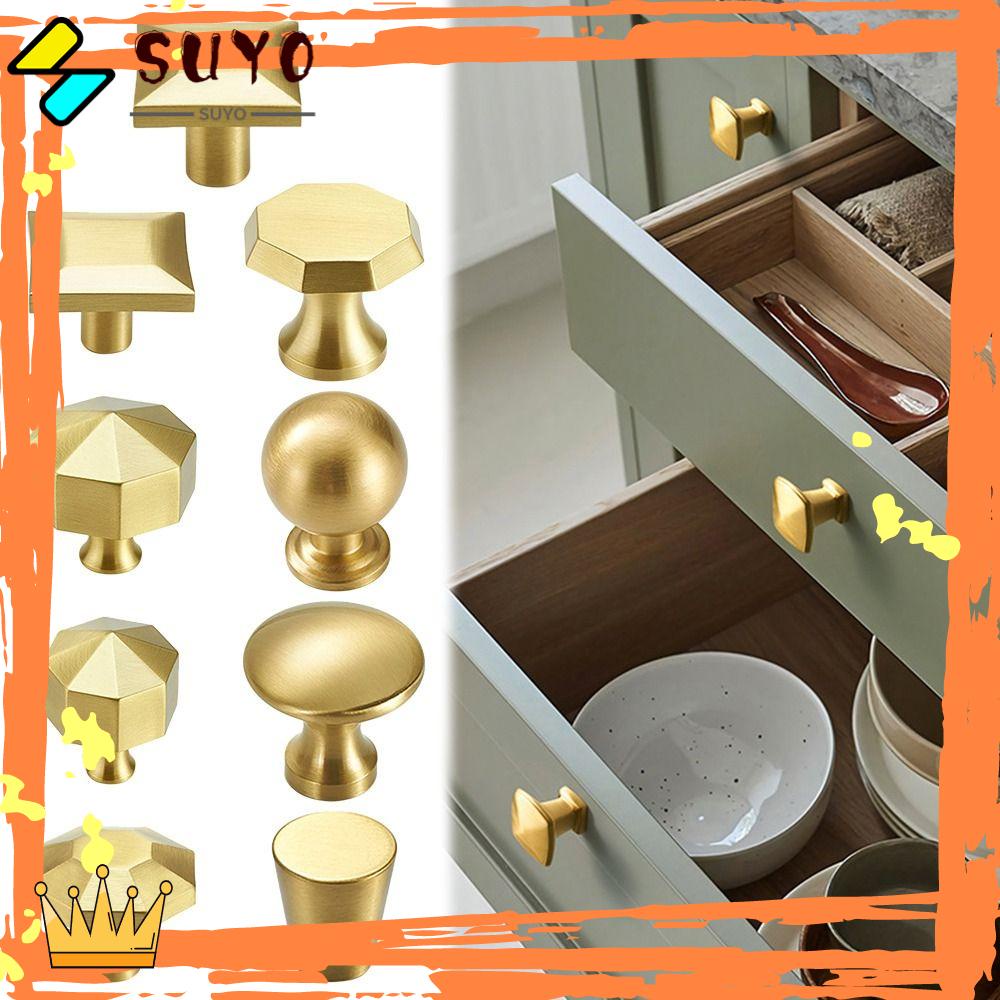 SUYO Tarikan Lemari Peralatan Dapur Dresser Kuningan Antik Bentuk Bulat Gagang Pintu Furniture