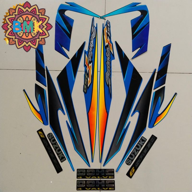 Striping Suzuki Satria fu f 150 2007 2008 biru list motor thailand ber - BMK