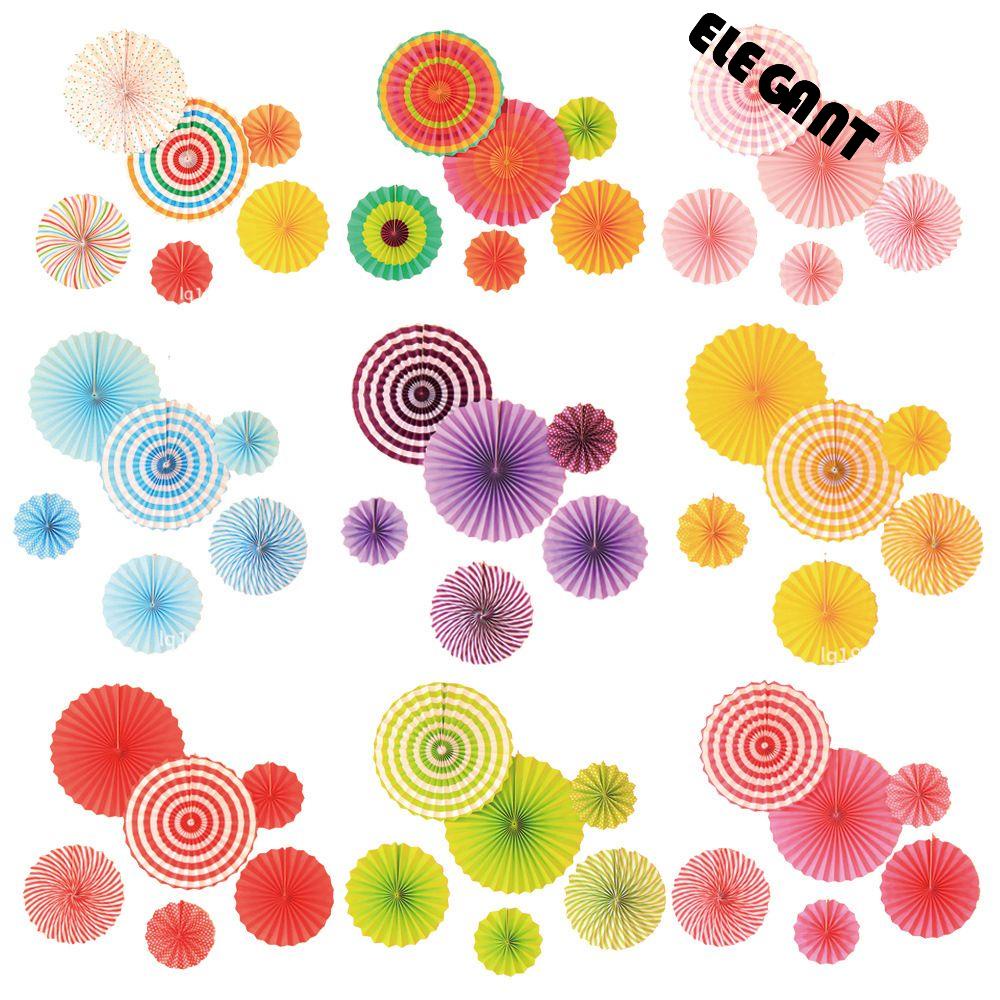 【 ELEGANT 】 Kipas Kertas Tissue 6/8Pcs Multicolor Hadiah DIY Craft Gantung Bunga Lentera Bulat Dekorasi Pesta