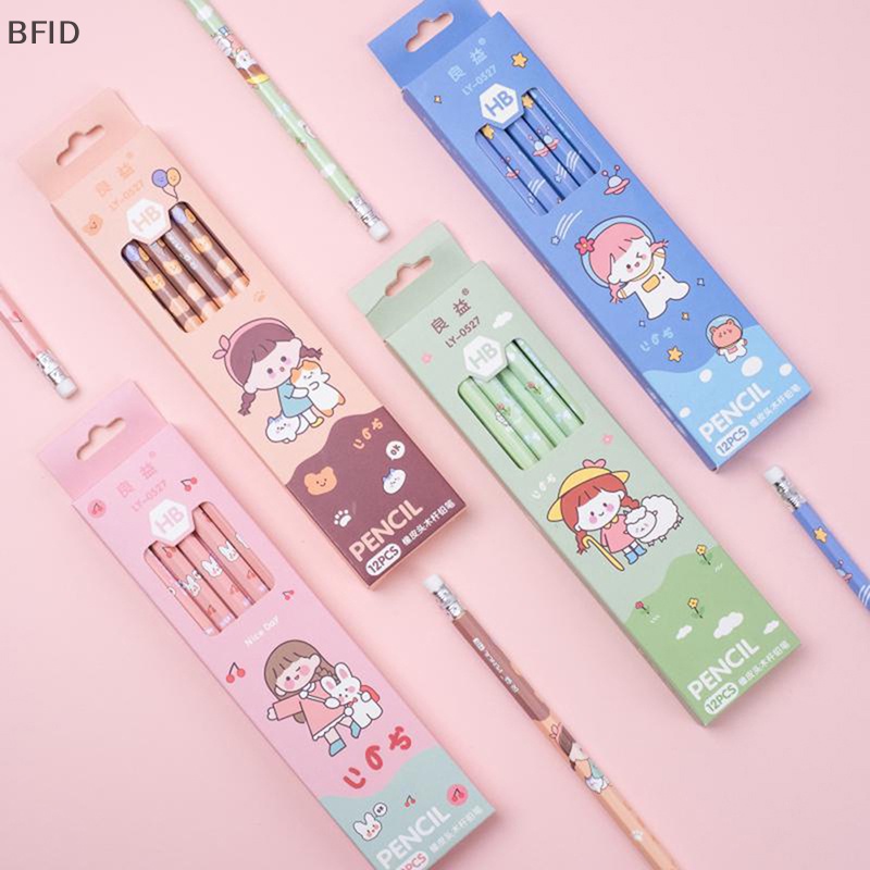 [BFID] 12pcs /Set Kawaii Lucu Kartun Pensil HB Sketsa Barang Menggambar Alat Tulis Siswa Sekolah Kantor Perlengkapan Untuk Hadiah Anak [ID]