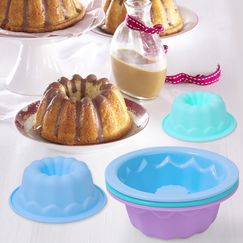 Food Grade Silicone Cake Molds/ Bakeware Non Stick Mousse Chiffon Pudding Jelly Ice Creams Round Mold/ DIY Cake Decorating Tools