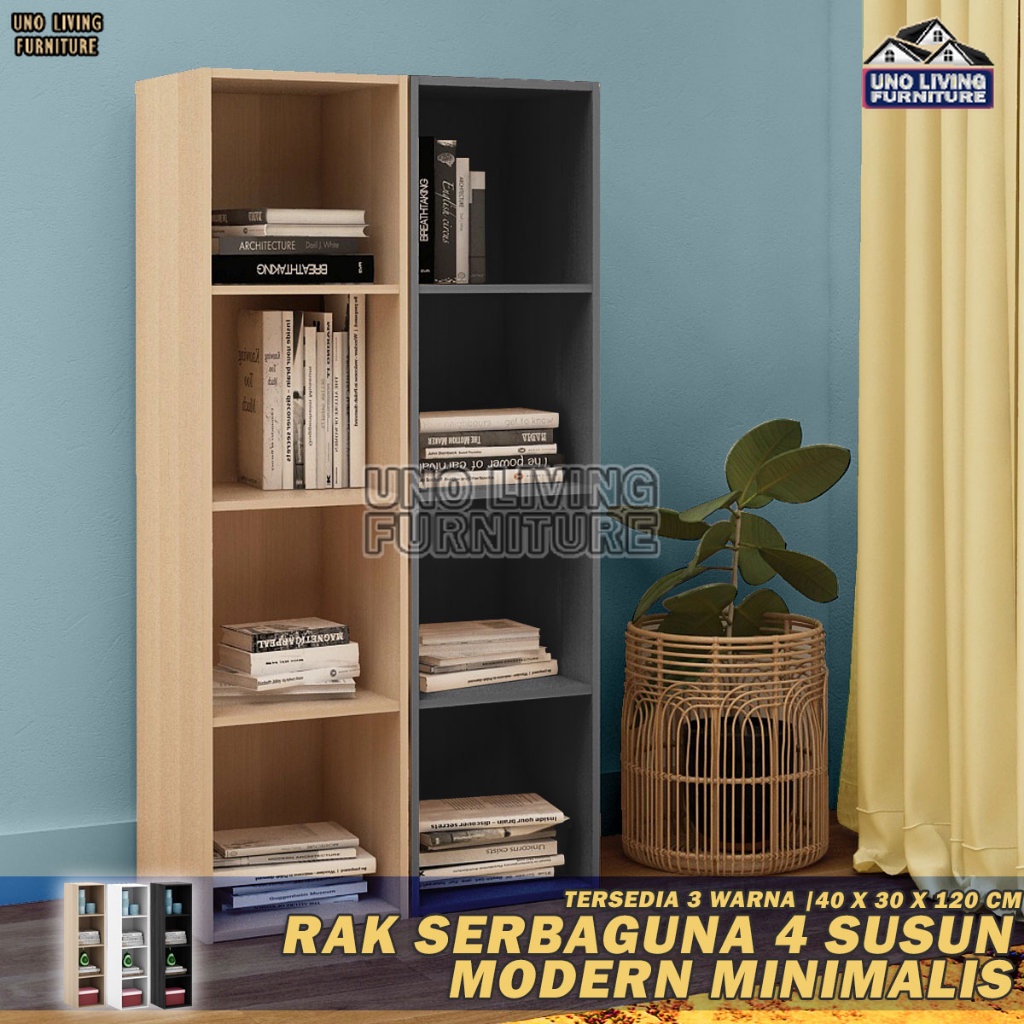 RAK BUKU SERBAGUNA 4 SUSUN LEMARI BUKU RSG 4 SUSUN RAK SERBAGUNA RAK SEPATU RAK KAYU RAK SUSUN