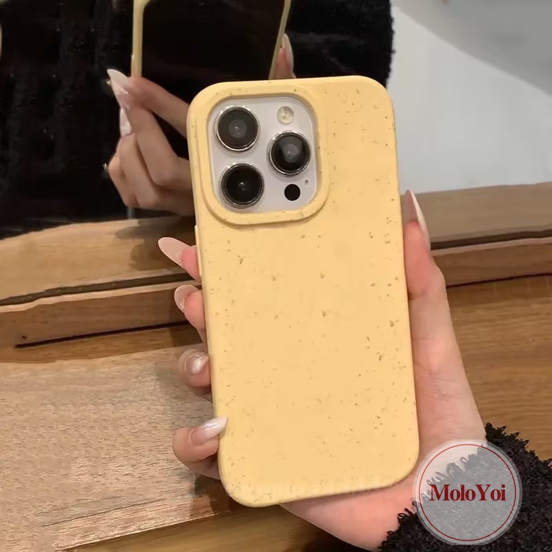 Solid Color Degradable Frame Skin Feel Anti-Fall Hard Case Compatible for IPhone 11 14 13 12 Pro Max XR XS X MAX 8Plus 7Plus 8 7 Plus Luxury Simple Solid Color Phone Cover