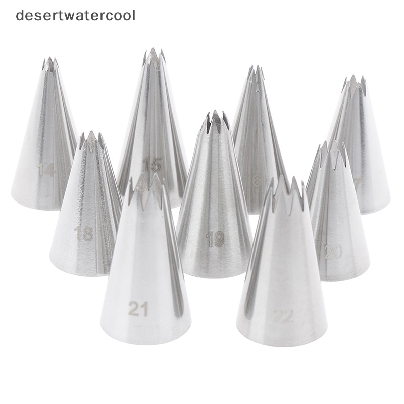 Deid 9pcs Open Star Cream Piping Nozzle Kue Decorag Set Metal Pastry Bag Tips Martijn