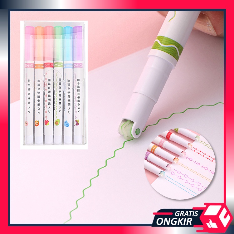 

Gratis Ongkir - S5877 Spidol Garis Aesthetic / Linear Color Pen Pulpen Roll Garis Motif Highlighter / Spidol Garis Line Marker / Pulpen Highlighter