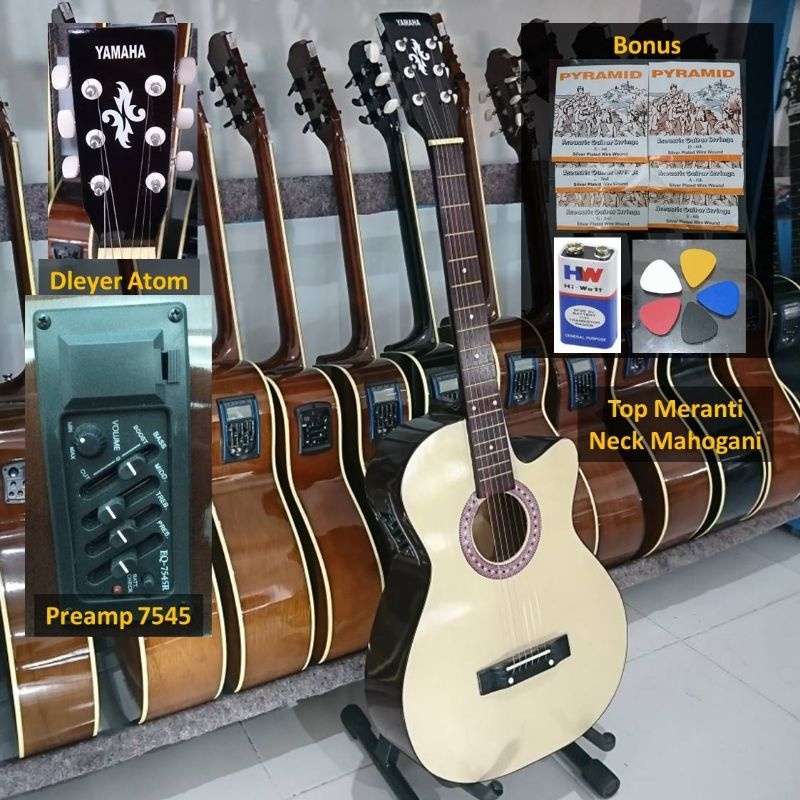 gitar akustik elektrik murah terpasang preamp 7545 tipe yamaha f310 f 310 custom bagus pemula