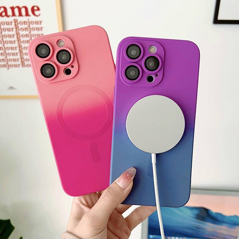 Gradient Soft Silicone Magsafe Magnetic Wireless Charging Case Untuk Iphone14 13 Pro Max14 Plus Matte Shockproof Cover Untuk iPhone 14Pro 13Pro 14plus