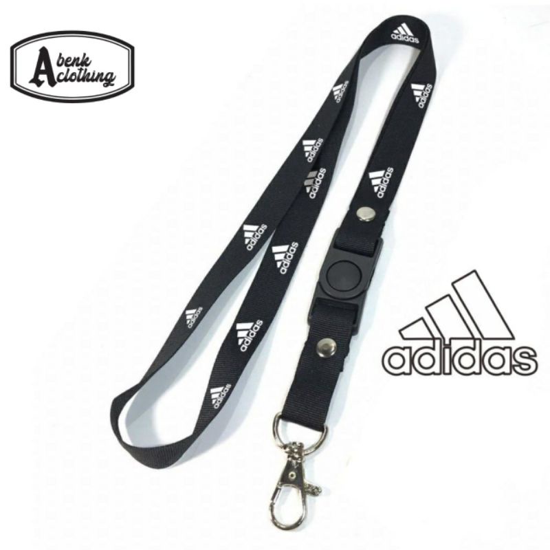 

Tali Lanyard Adidas logo Distro gantungan kunci/gantungan ID card/gantungan POD hitam