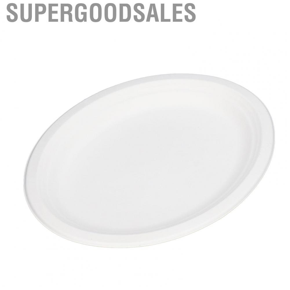 Supergoodsales 100 Pack 12.5in Disposable Oval  Dishes Bulk Round Compostable Sugarcane