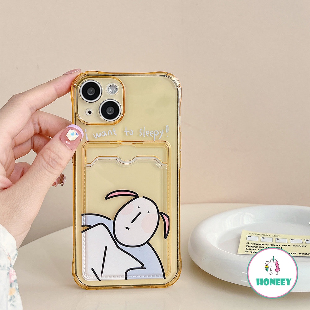 Kartun Lucu Transparan Insert Card Phone Case Kompatibel Untuk iPhone 14 Pro 13 12 11 Pro MAX X XR XS MAX 7 8Plus SE Lembut TPU Penutup Belakang