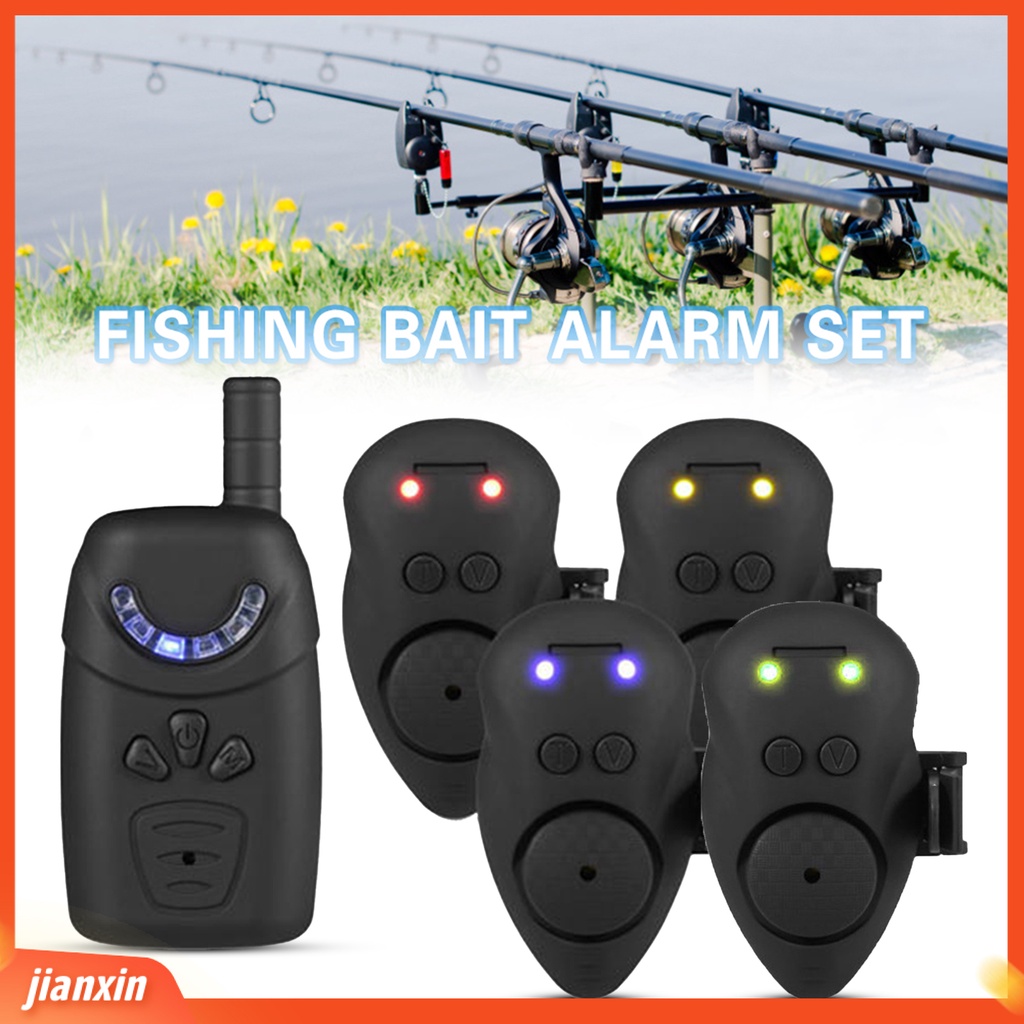 (In Stock) JY-65 Alarm Memancing Nirkabel Empat Lampu Pengukuran Yang Tepat Didukung Adjustable Alarm Suara Kuat Portabel Elektronik Carp Fishing Bait Alarm Peralatan Memancing