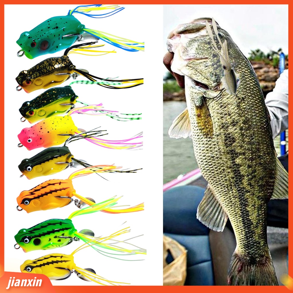 (In Stock) 4cm /7.5g Umpan Pancing Kait Ganda Dengan Jumbai Spinner Payet Berongga Simulasi Pengecoran Panjang Buatan PVC Lembut Snakehead Frog Bait Perlengkapan Memancing