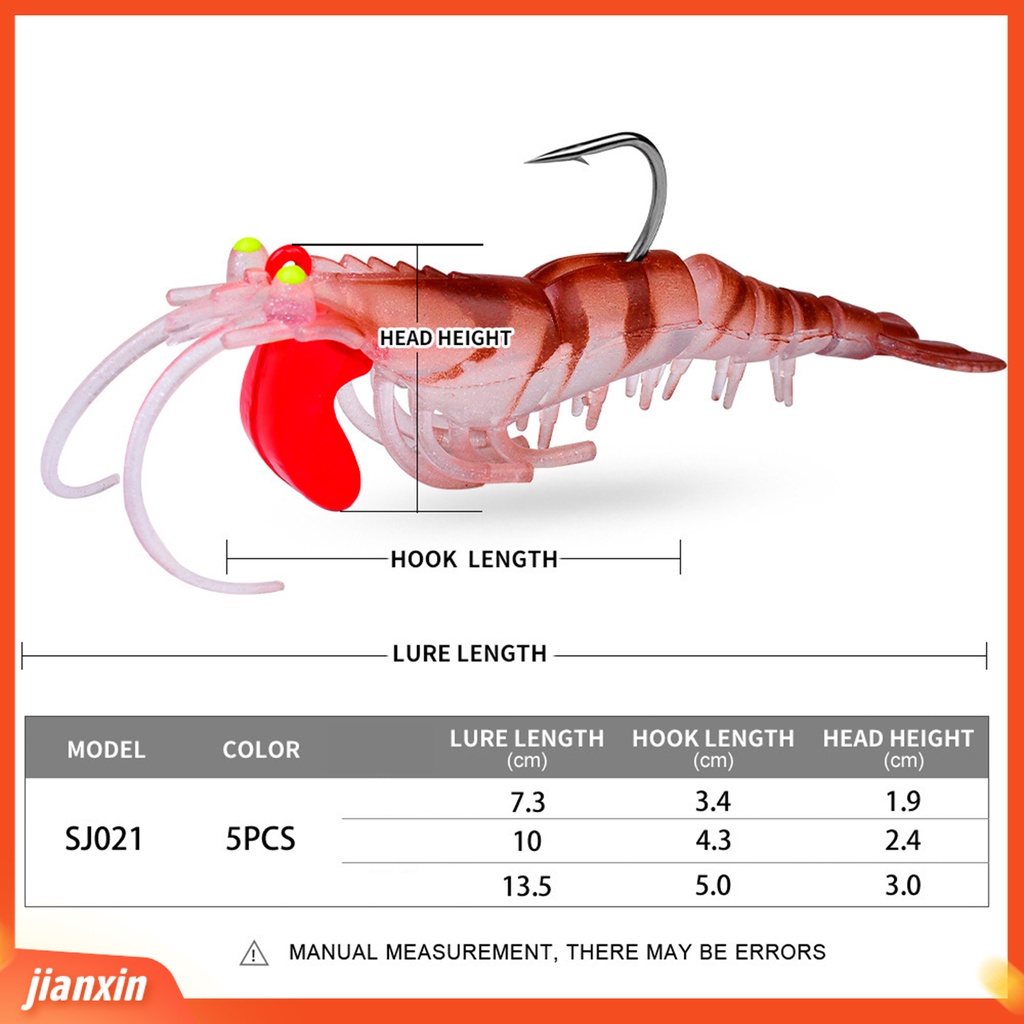 (In Stock) 7.3 /10 /13.5cm Umpan Udang Kait Tajam Simulasi Mata Bercahaya Realistis Umpan Jalan Udang Bercahaya Memancing Luar Ruangan