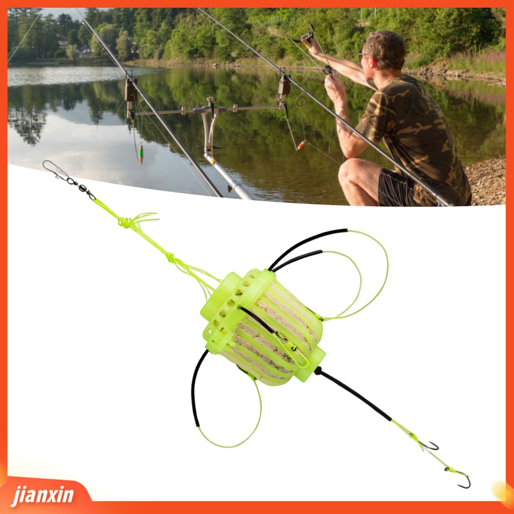 (In Stock) Umpan Pancing Kandang Dengan 7kait Fluorescence Fishing Lure Cage Trap Carp Spherical Explosion Hooks Tackle