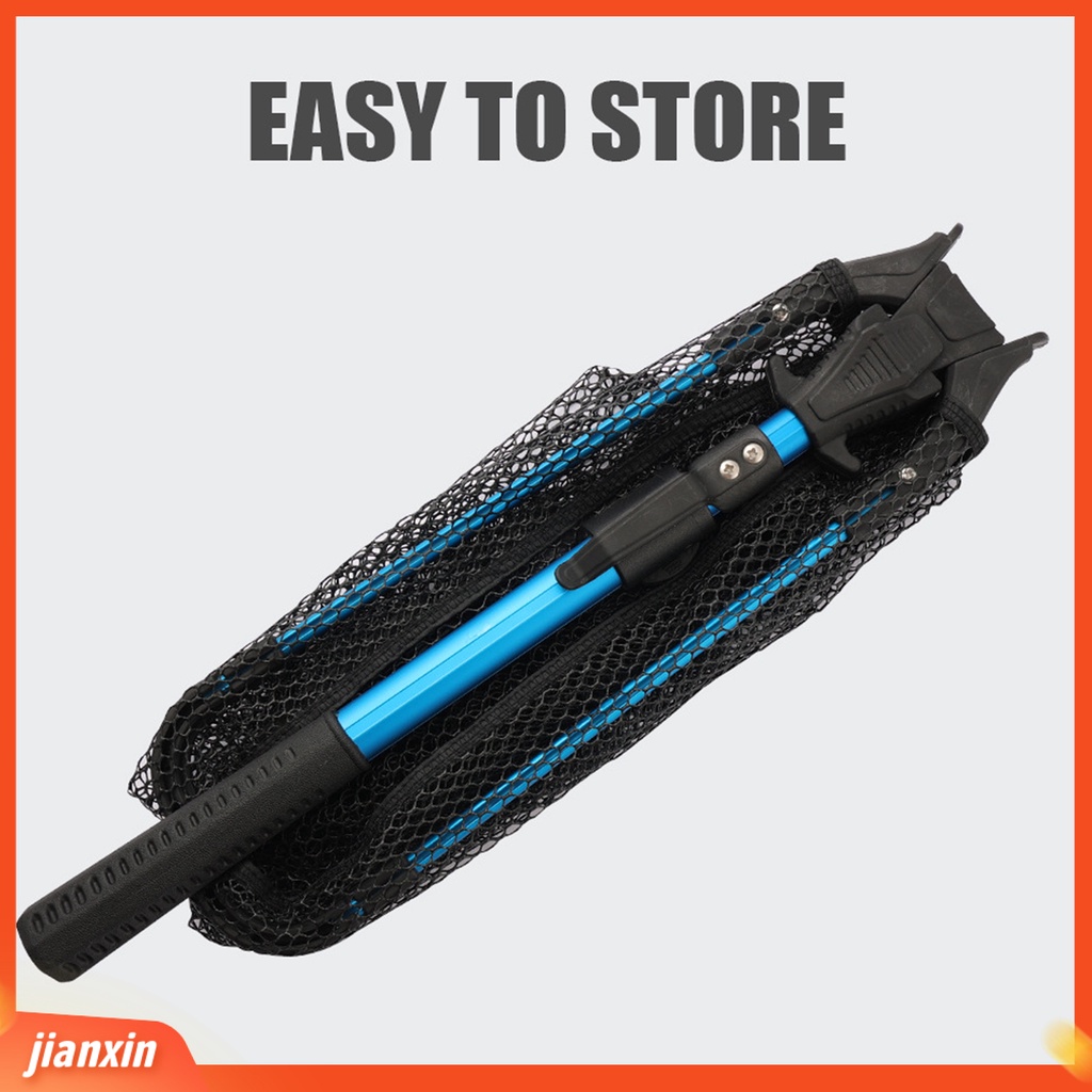 (In Stock) Jaring Ikan Lipat Anti-slip Teleskopik Gagang Aluminium Jaring Halus Profesional Angling Segitiga Ditarik Ikan Arahan Net Penangkap Perlengkapan Memancing